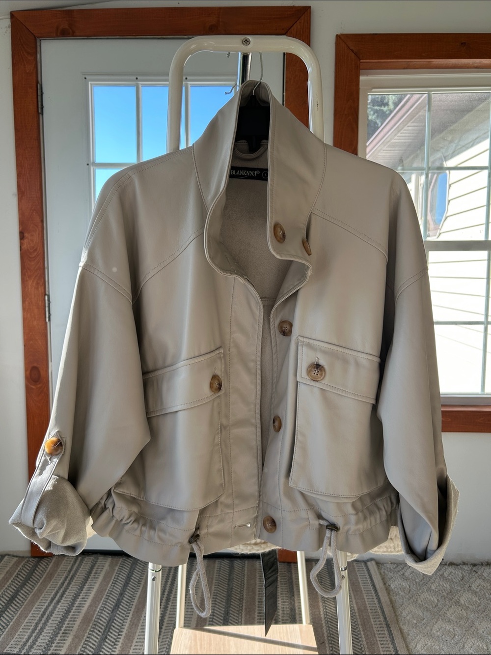 Blank NYC Soft Gray Utility Jacket with Button Pockets